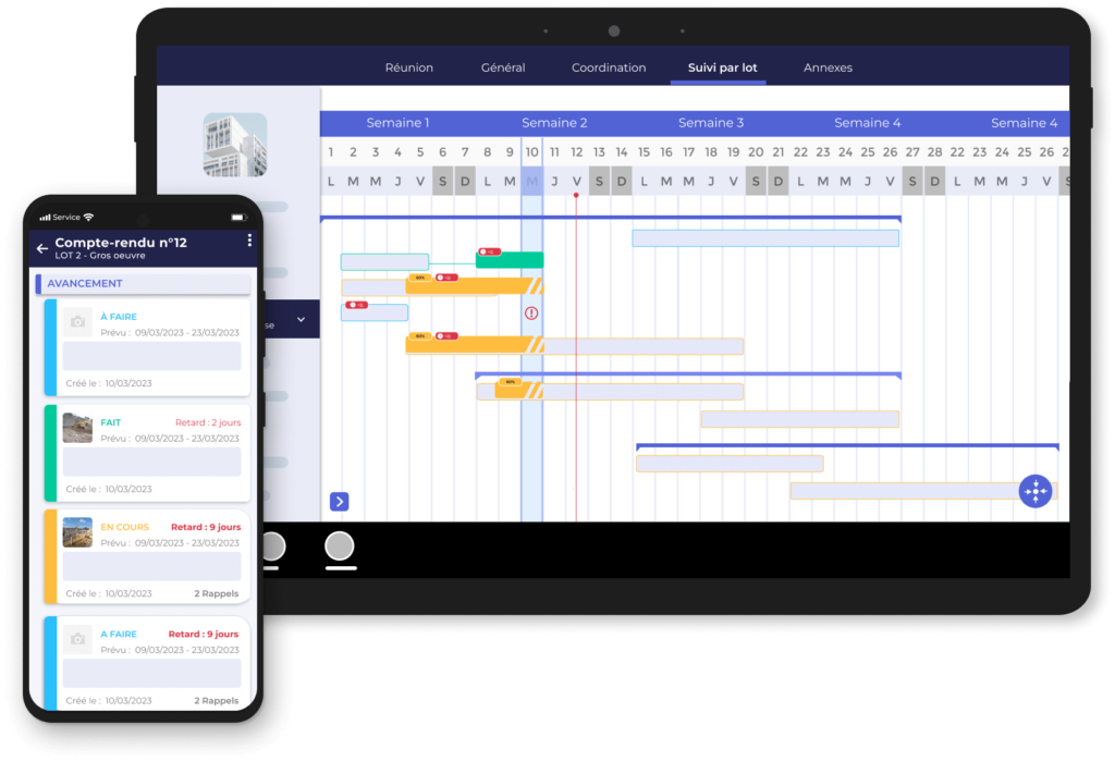 Vue planning du compte rendu